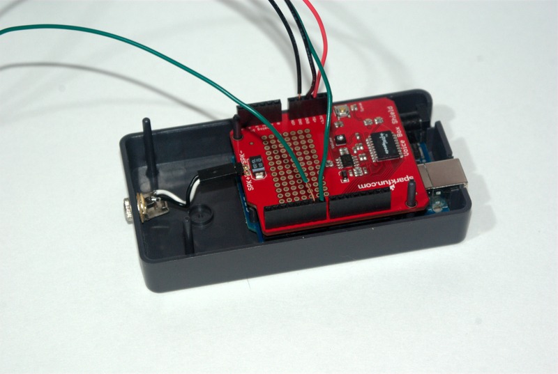 All of the wires from the NCE BD20s connected to the Arduino The red wires connect to +5VDC on the Arduino.  The black wires are connected to a ground connection on the Arduino, and the green wires are connected to pins 6 and 7.